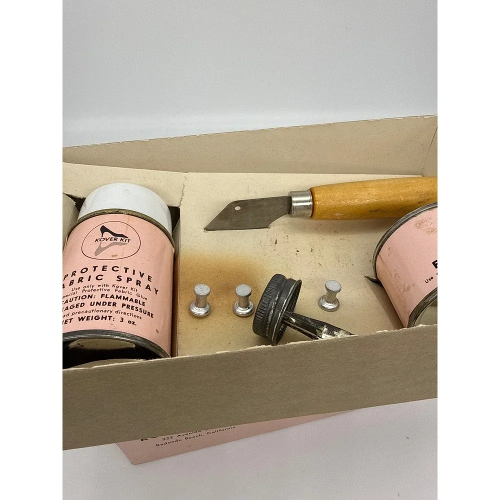 Vintage 1965‎ Kover-Kit Fabric Shoe Re-Covering Kit DIY Fashion Mid-Century Pink